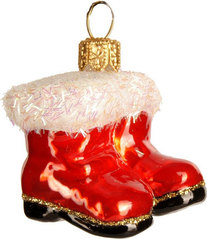 IMPULS Christbaumschmuck, Christbaumschmuck Glas Nikolausstiefel 3cm rot / weiß von IMPULS