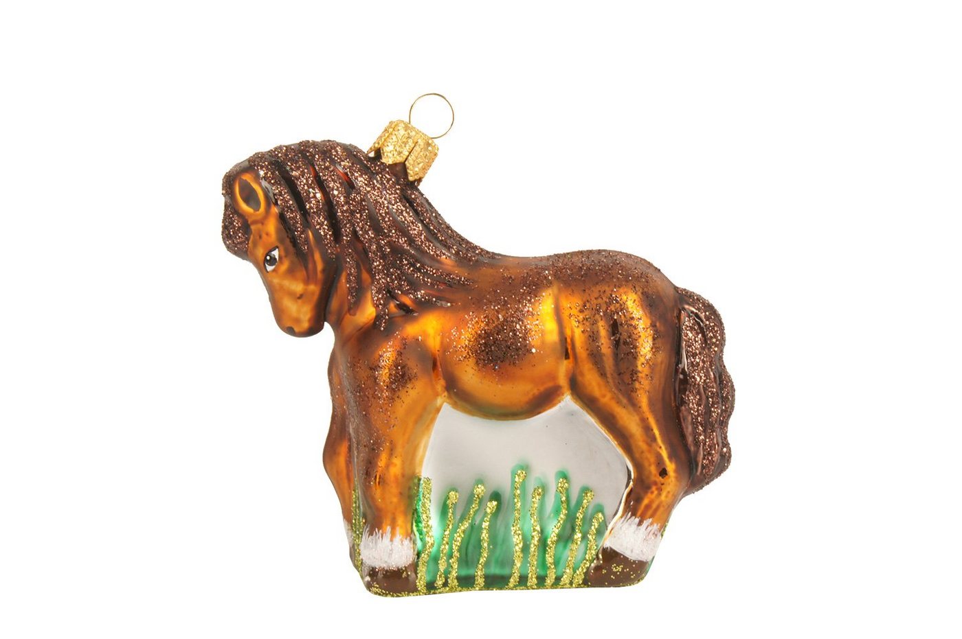 IMPULS Christbaumschmuck, Christbaumschmuck Glas Pferd Pony 8cm braun von IMPULS