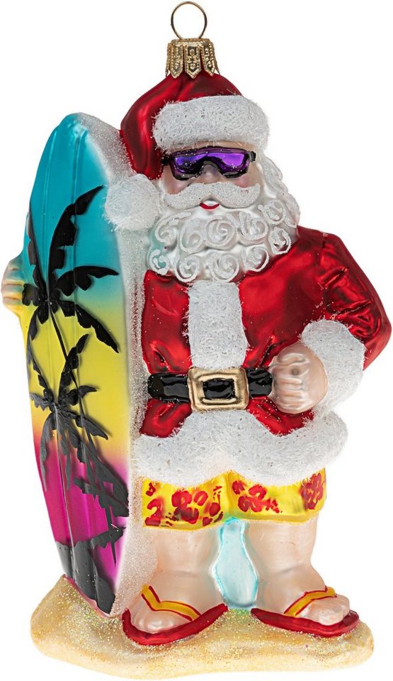 IMPULS Christbaumschmuck, Christbaumschmuck Glas Surfer Weihnachtsmann 13cm bunt von IMPULS