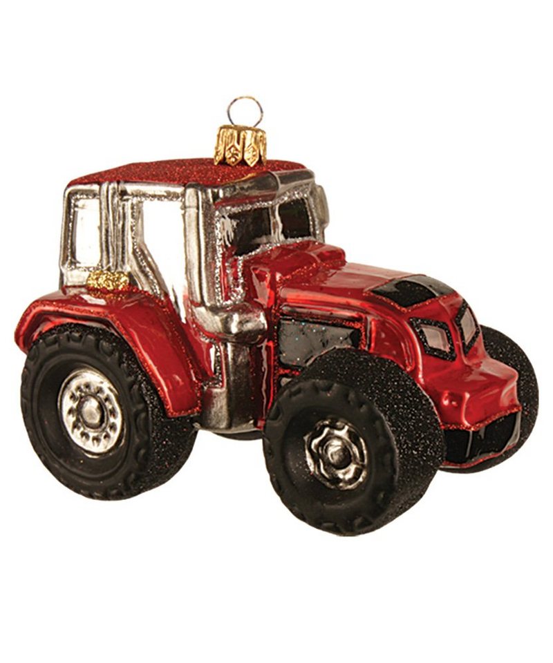 IMPULS Christbaumschmuck, Christbaumschmuck Glas Traktor 10cm rot von IMPULS