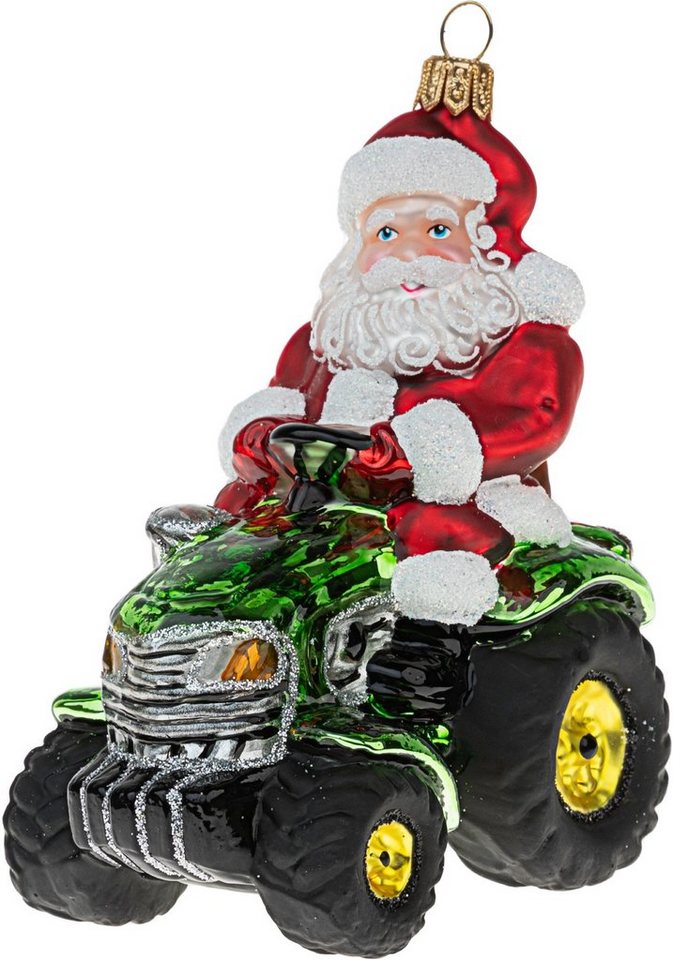 IMPULS Christbaumschmuck, Christbaumschmuck Glas Weihnachtsmann auf Traktor 10cm bunt von IMPULS