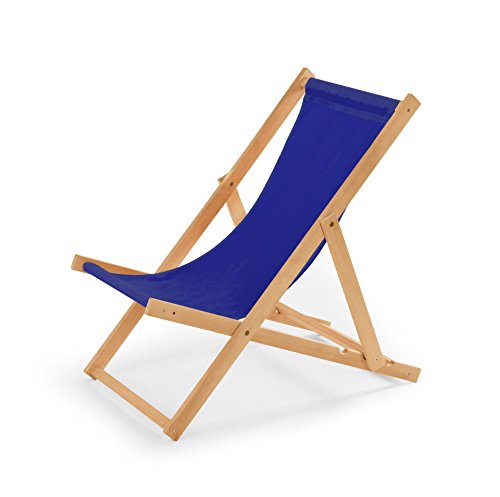 IMPWOOD Liegestuhl blau, Strandstuhl aus Holz,bis 100 kg, klappbar,Liege aus Buchenholz,Holzklappstuhl,Strandliege,Klappliege für Strand,Holz-Liegestuhl von IMPWOOD