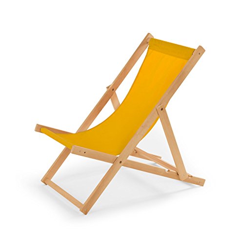 IMPWOOD Liegestuhl gelb,Strandstuhl aus Holz,bis 100 kg, klappbar,Liege aus Buchenholz, Holzklappstuhl,Strandliege,Klappliege für Strand, Holz-Liegestuhl von IMPWOOD