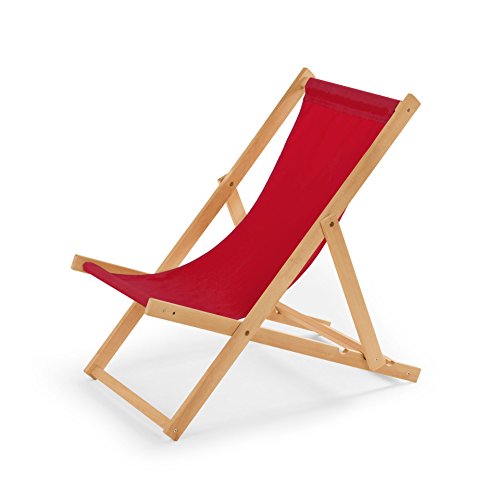 IMPWOOD Liegestuhl rot, Strandstuhl aus Holz,bis 100 kg, klappbar,Liege aus Buchenholz,Holzklappstuhl,Strandliege,Klappliege für Strand,Holz-Liegestuhl von IMPWOOD