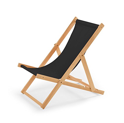 IMPWOOD Liegestuhl schwarz,Strandstuhl aus Holz,bis 100 kg,klappbar,Liege aus Buchenholz,Holzklappstuhl,Strandliege,Klappliege für Strand,Holz-Liegestuhl von IMPWOOD
