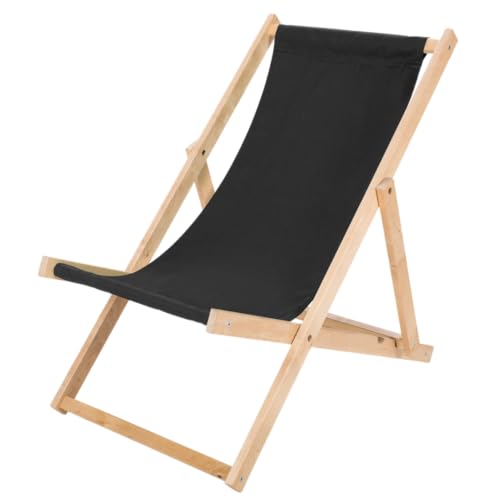 IMPWOOD Liegestuhl schwarz,Strandstuhl aus Holz,bis 100 kg,klappbar,Liege aus Buchenholz,Holzklappstuhl,Strandliege,Klappliege für Strand,Holz-Liegestuhl von IMPWOOD