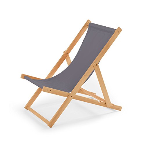 IMPWOOD Liegestuhl grau,Strandstuhl aus Holz,bis 100 kg,klappbar,Liege aus Buchenholz,Holzklappstuhl,Strandliege,Klappliege für Strand,Holz-Liegestuhl von IMPWOOD