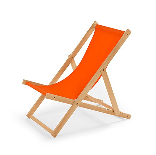 IMPWOOD Liegestuhl orange,Strandstuhl aus Holz,bis 100 kg, klappbar,Liege aus Buchenholz, Holzklappstuhl,Strandliege,Klappliege für Strand, Holz-Liegestuhl von IMPWOOD