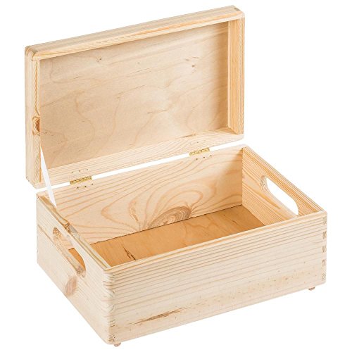 IMPWOOD HOLZBOX mit Deckel HOLZKISTE ALLZWECKKISTE Decoupage |Aufbewahrungsbox Holzbox Kiefer Natur 29x20x13,5 cm (+/-1cm)| von IMPWOOD