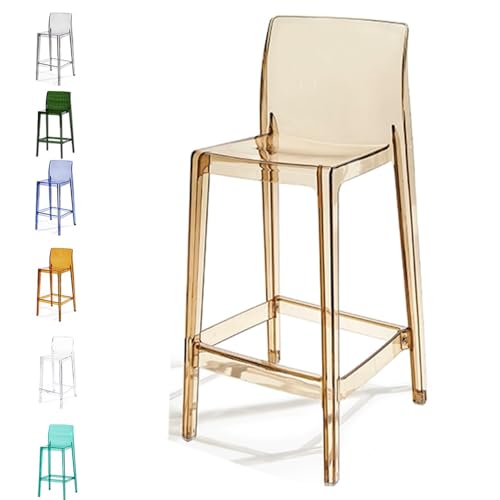 IMUNKT 1 STK Tresenhocker Transparente Acryl Barstühle 75/65cm Küchenhocker Modern Barstühle Esszimmerstuhl Mit Lehne Fußstütze, Quadrat Sitz(Amber,75cm/30in) von IMUNKT