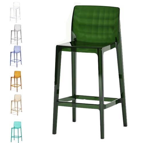 IMUNKT 1 STK Tresenhocker Transparente Acryl Barstühle 75/65cm Küchenhocker Modern Barstühle Esszimmerstuhl Mit Lehne Fußstütze, Quadrat Sitz(Green,75cm/30in) von IMUNKT