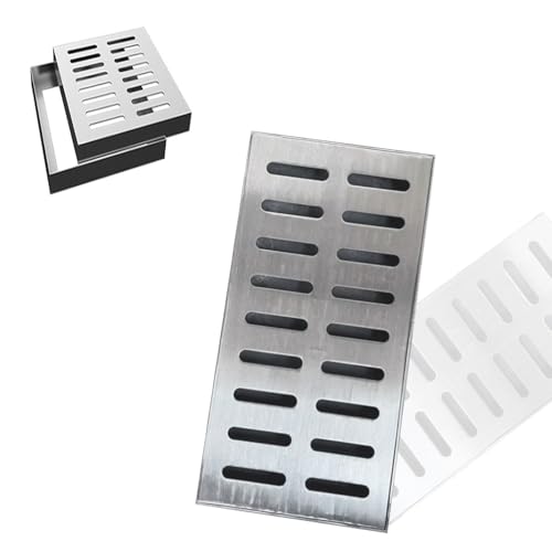 IMUNKT 15x15cm Entwässerungsrinne 304 Edelstahl-Abflussgitter, Quadratisches Außenablaufabdeckung, Abnehmbar Kanalrost Bodenablauf Für Garten/Hof/Gehweg(60x40x3cm/23.6x15.7x1.2") von IMUNKT