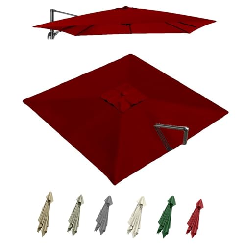 IMUNKT 2.5x2.5 3x3m 3x4m Sonnenschirm Ersatzbezug Quadratisch Ampelschirm Terrassenschirm Ersatzstoff 8 Rippen Gartenschirm Überdachung Ersatztuch(Burgundy,3x3m (9.8x9.8ft)) von IMUNKT