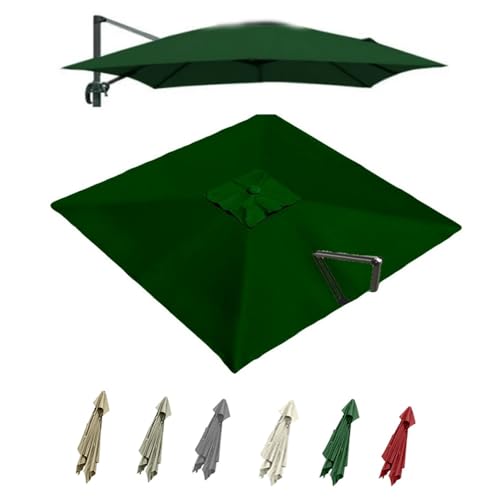 IMUNKT 2.5x2.5 3x3m 3x4m Sonnenschirm Ersatzbezug Quadratisch Ampelschirm Terrassenschirm Ersatzstoff 8 Rippen Gartenschirm Überdachung Ersatztuch(Green,2.5x2.5m (8.2x8.2ft)) von IMUNKT