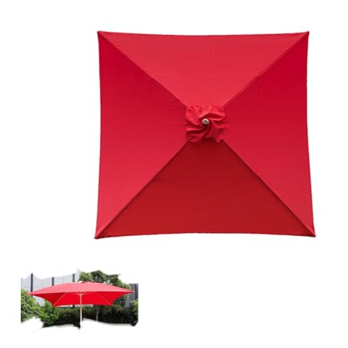 IMUNKT 200x200cm Sonnenschirm Ersatzbezug Quadratisch Terrassenschirm Ersatzabdeckung Garten Marktschirm Bespannung Ersatz Baldachin 4 Streben(Red) von IMUNKT