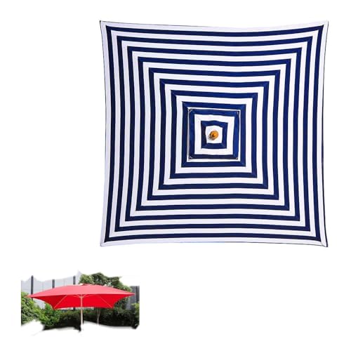 IMUNKT 200x200cm Sonnenschirm Ersatzbezug Quadratisch Terrassenschirm Ersatzabdeckung Garten Marktschirm Bespannung Ersatz Baldachin 4 Streben(Stripe) von IMUNKT