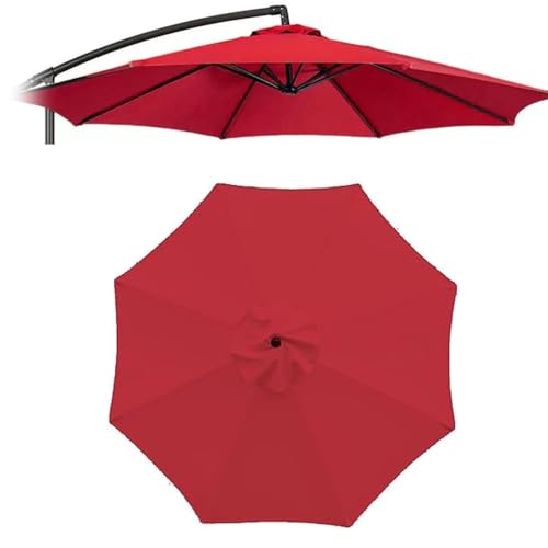 IMUNKT 270/300cm 6/8 Streben Sonnenschirm Ersatzbezug, Ampelschirm Bezug Marktschirm Ersatzbespannung, UV-Schutz Wasserdicht Schirmbezug, Ersatz des Alten Schirm Abdeckung(Red,270cm/6-ribs) von IMUNKT