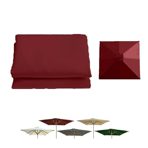 IMUNKT 300cm Terrassenschirm Ersatzbezug Quadratisch Sonnenschirm Ersatz Stoff 8 Streben Garten Marktschirm Ersatzabdeckung Wasserdicht UV-Schutz(Burgundy) von IMUNKT