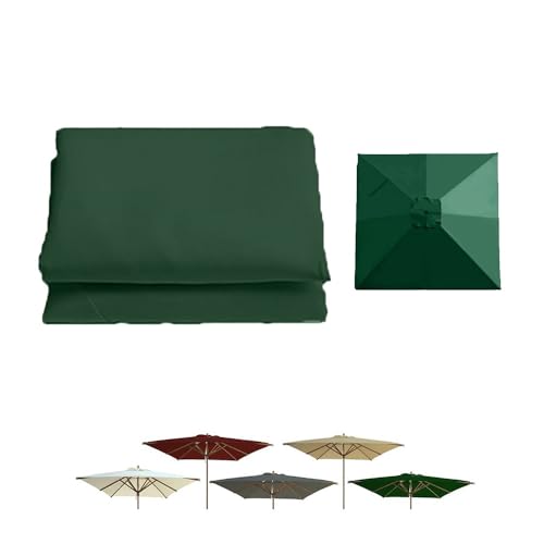 IMUNKT 300cm Terrassenschirm Ersatzbezug Quadratisch Sonnenschirm Ersatz Stoff 8 Streben Garten Marktschirm Ersatzabdeckung Wasserdicht UV-Schutz(Dark green) von IMUNKT