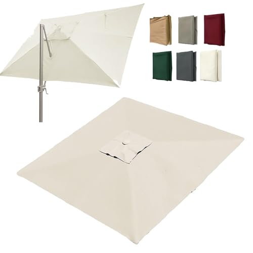 IMUNKT 300x300cm Ampelschirm Ersatzbezug Quadratisch Sonnenschirm Ersatztuch 8-Rippen Gartenschirm Marktschirm Ersatz-Baldachin Sonnenschutz UV50+(Beige,3x4m (10'x13')) von IMUNKT