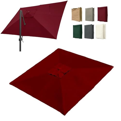IMUNKT 300x300cm Ampelschirm Ersatzbezug Quadratisch Sonnenschirm Ersatztuch 8-Rippen Gartenschirm Marktschirm Ersatz-Baldachin Sonnenschutz UV50+(Burgundy,2.5x2.5m (8'x8')) von IMUNKT