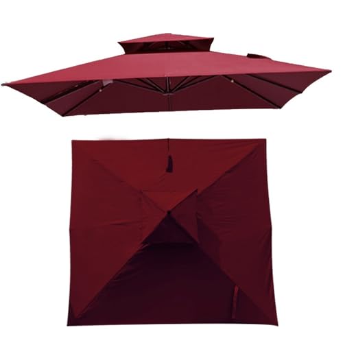 IMUNKT 300x300cm Quadratisch Sonnenschirm Ersatzbezug Ampelschirm-Abdeckung 8 Streben UV 50+ Sonnenschirm Ersatz Stoff Für Garten Pavillon Hof Pool Markt(Burgundy) von IMUNKT