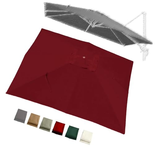 IMUNKT 300x400/300x300/250x250cm Sonnenschirm Ersatzdach Rechteckig Ampelschirm Ersatzbezug Gartenschirm Ersatzbespannung Wasserdicht Ersatz Stoff(Burgundy,3x3m (9.8x9.8ft)) von IMUNKT
