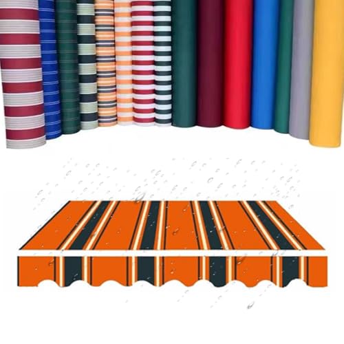 IMUNKT 3x2.5 4x2.5m Markisenstoff Für Balkonmarkise Einziehbare, Markisentuch Manuelle Klemmmarkise Ersatzstoff Wasserabweisend Für Fenster Oder Wand(Stripe 2,4x2.5m/13x8ft) von IMUNKT