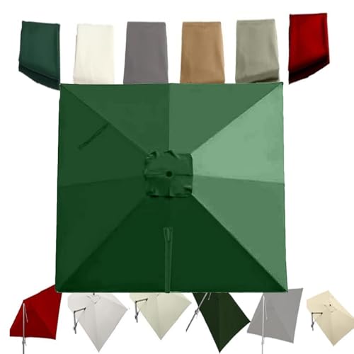 IMUNKT 3x3m Ampelschirm Ersatzbezug Quadratisch Sonnenschirm Baldachin 8 Rippen Terrassenschirm Ersatzstoff Gartenschirm Ersatzabdeckung(Green) von IMUNKT