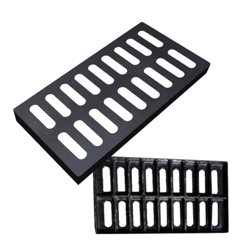 IMUNKT 40x50cm Ablaufgitter Aus Gusseisen Kanalrost Abflussabdeckung Für Außenbereich, Robuster Abwasserrost, Rechteckiges Abflussrost Für Kanal-/Graben(50x30x3cm-20x12x1.2in) von IMUNKT