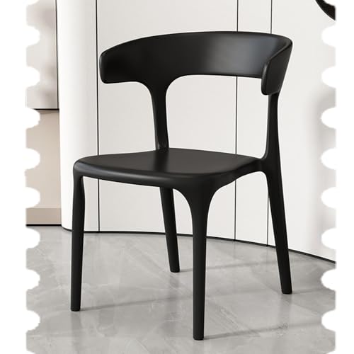 IMUNKT 45cm Esszimmerstuhl Kunststoff Stapelstuhl Küchenstuhl Hochlehner Gartenstühle Terrassenstuhl Für Esszimmer, Wohnzimmer, Schlafzimmer(Black) von IMUNKT