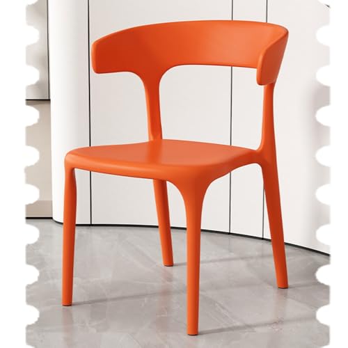 IMUNKT 45cm Esszimmerstuhl Kunststoff Stapelstuhl Küchenstuhl Hochlehner Gartenstühle Terrassenstuhl Für Esszimmer, Wohnzimmer, Schlafzimmer(Orange) von IMUNKT