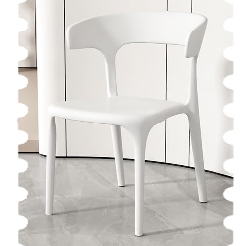 IMUNKT 45cm Esszimmerstuhl Kunststoff Stapelstuhl Küchenstuhl Hochlehner Gartenstühle Terrassenstuhl Für Esszimmer, Wohnzimmer, Schlafzimmer(White) von IMUNKT