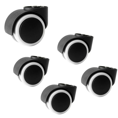 IMUNKT 5 Stück Bürostuhlrollen Ohne Stift, 50mm Ersatzrollen Hartbodenrollen, Leise Lenkrollen Polyurethan Für Drehstühlen, Lochdurchmesser 8mm(White) von IMUNKT