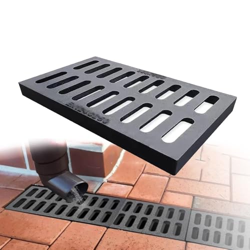 IMUNKT 50x30cm Ablaufgitter Gusseisen Außenablaufabdeckung Ersatz-Abwasserrost Langlebiger Robuster Kanalrost Für Auffahrt, Beton, Hof(50x30x3cm/19.7x11.8x1.2in) von IMUNKT