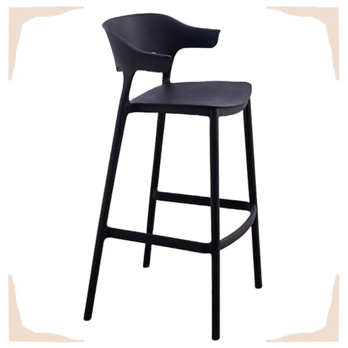 IMUNKT 65cm 75cm Tresenhocker Stapelbar Kunststoff Barstuhl Bistrohocker Mit Rückenlehne Modern Küchenstuhl Barhocker Für Bistro Café Küche(Black,65cm/26in) von IMUNKT