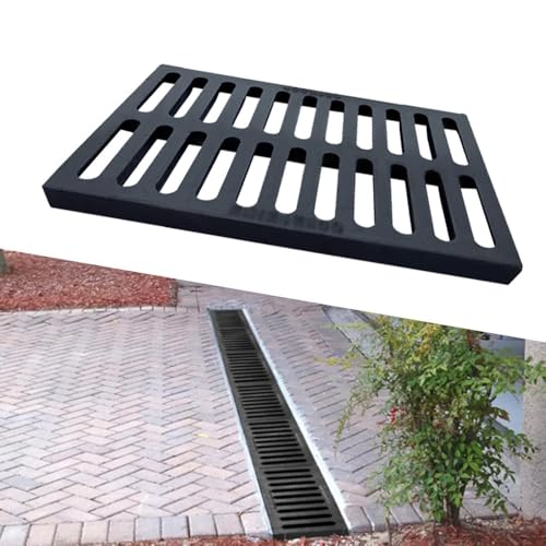 IMUNKT Abflussrost Gusseisen Außenablaufabdeckung, B125 Klasse Kanalrost, Schwarz Rechteckiges Abwasserrost, 50x20/25/30/40/50cm, Ablaufgitter Für Betonboden(75x45x3cm-29.5x17.7x1.2in) von IMUNKT