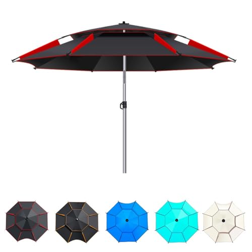 IMUNKT Angelschirm Im Freien Windschutz Strandschirm 180/200/220/240/260cm Angeln Sonnenschirm 360°Neigbar Für Picknick, Camping(Black-red,260cm/8.5ft) von IMUNKT