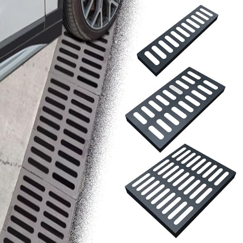 IMUNKT Außen Ablaufgitter Aus Gusseisen 10x50 20x50 50x50 60x60 70x70cm Abwasserrost Schwarz Kanalrost Ablaufabdeckung Für Garten/Gehweg/Auffahrt(15x50x3cm/5.9x19.7x1.2in) von IMUNKT