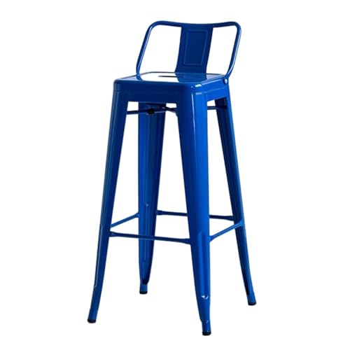 IMUNKT Barhocker Eisen Barstuhl, Tresenhocker Sitzhöhe 75cm Mit Rückenlehne, Metall Bistrohocker Armlose Küchenstühle, Thekenstuhl Industry Design(Dark blue,65cm/25.5in) von IMUNKT