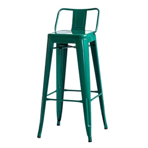 IMUNKT Barhocker Eisen Barstuhl, Tresenhocker Sitzhöhe 75cm Mit Rückenlehne, Metall Bistrohocker Armlose Küchenstühle, Thekenstuhl Industry Design(Dark green,75cm/29.5in) von IMUNKT