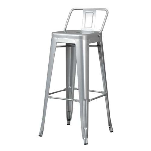 IMUNKT Barhocker Eisen Barstuhl, Tresenhocker Sitzhöhe 75cm Mit Rückenlehne, Metall Bistrohocker Armlose Küchenstühle, Thekenstuhl Industry Design(Grey,75cm/29.5in) von IMUNKT
