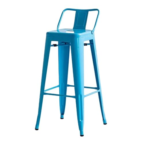 IMUNKT Barhocker Eisen Barstuhl, Tresenhocker Sitzhöhe 75cm Mit Rückenlehne, Metall Bistrohocker Armlose Küchenstühle, Thekenstuhl Industry Design(Light blue,75cm/29.5in) von IMUNKT