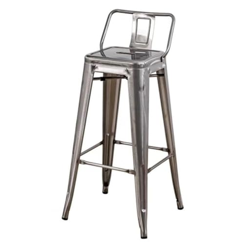 IMUNKT Barhocker Eisen Barstuhl, Tresenhocker Sitzhöhe 75cm Mit Rückenlehne, Metall Bistrohocker Armlose Küchenstühle, Thekenstuhl Industry Design(Metallic,75cm/29.5in) von IMUNKT