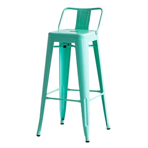 IMUNKT Barhocker Eisen Barstuhl, Tresenhocker Sitzhöhe 75cm Mit Rückenlehne, Metall Bistrohocker Armlose Küchenstühle, Thekenstuhl Industry Design(Mint green,75cm/29.5in) von IMUNKT