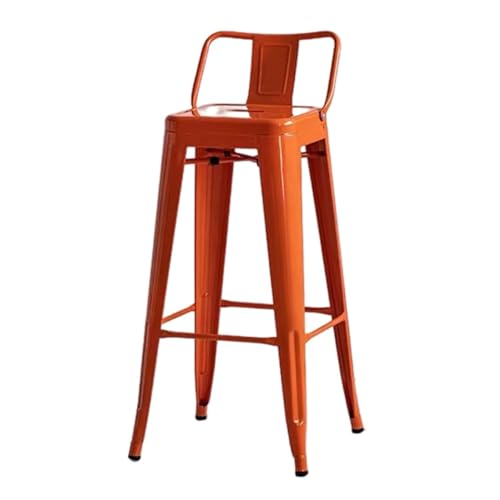 IMUNKT Barhocker Eisen Barstuhl, Tresenhocker Sitzhöhe 75cm Mit Rückenlehne, Metall Bistrohocker Armlose Küchenstühle, Thekenstuhl Industry Design(Orange,65cm/25.5in) von IMUNKT