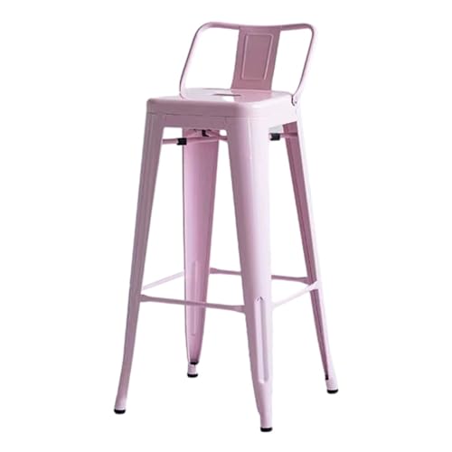 IMUNKT Barhocker Eisen Barstuhl, Tresenhocker Sitzhöhe 75cm Mit Rückenlehne, Metall Bistrohocker Armlose Küchenstühle, Thekenstuhl Industry Design(Pink,75cm/29.5in) von IMUNKT