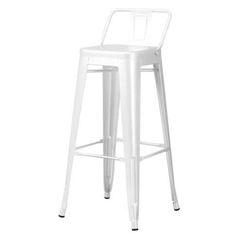 IMUNKT Barhocker Eisen Barstuhl, Tresenhocker Sitzhöhe 75cm Mit Rückenlehne, Metall Bistrohocker Armlose Küchenstühle, Thekenstuhl Industry Design(White,75cm/29.5in) von IMUNKT