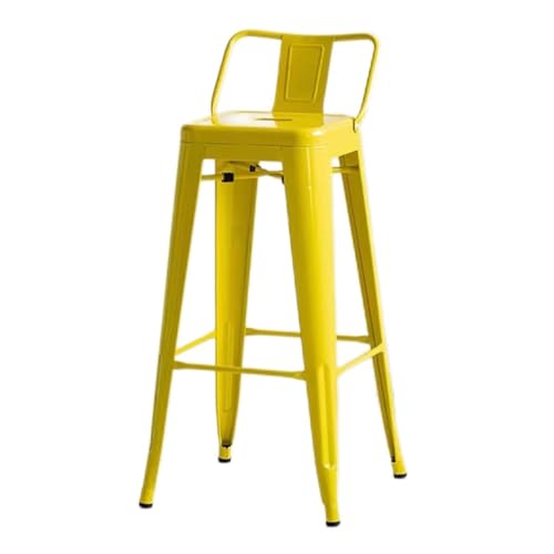IMUNKT Barhocker Eisen Barstuhl, Tresenhocker Sitzhöhe 75cm Mit Rückenlehne, Metall Bistrohocker Armlose Küchenstühle, Thekenstuhl Industry Design(Yellow,65cm/25.5in) von IMUNKT