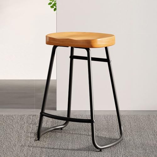 IMUNKT Bistrohocker Barhocker Aus Holz Und Metall Tresenhocker 45/65/75cm Barstuhl Küchenstühle Holz Sitz Gartenstuhl Industrie-Design(Light brown,65cm/25.6inch) von IMUNKT